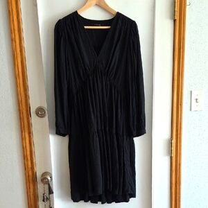 All Saints Black Pleated Bishop Sleeve Sundress
